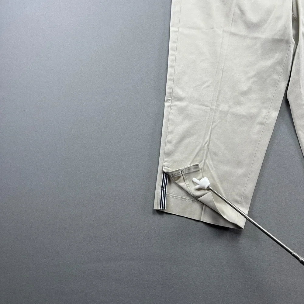 Talbots Perfect Skimmer Pants Womens 8 Petite White Cotton Stretch Side Slit